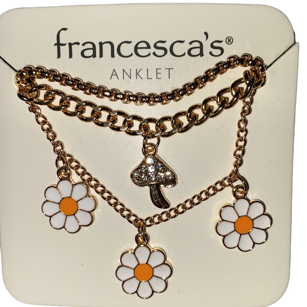 NEW 3 boho hippie anklets/mushroom/flowers - Picture 4 of 4
